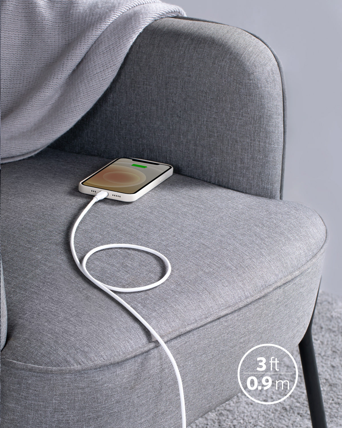 Anker <b>641</b> USB-C to Lightning Cable (Flow, 3 ft Silicone)